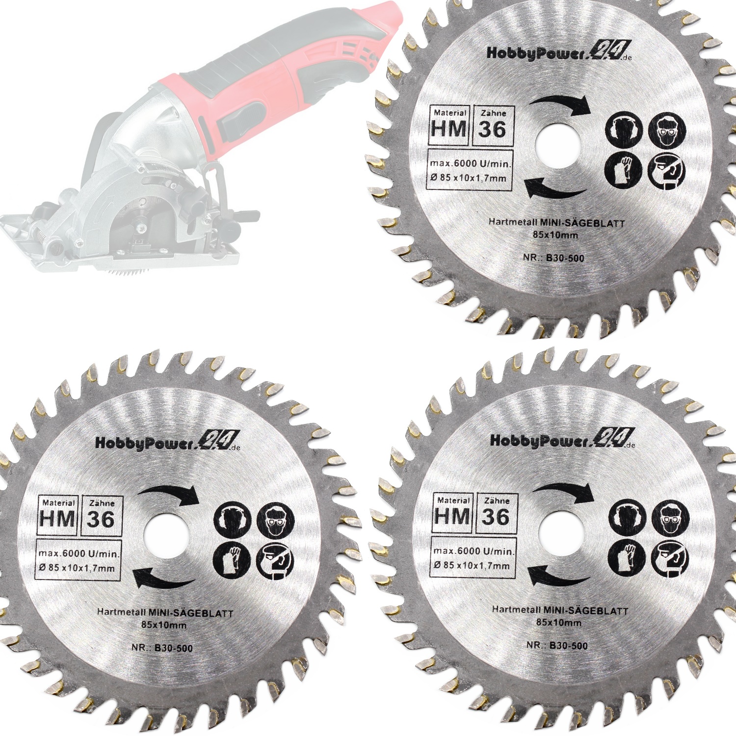 3 x Diamant Hartmetall Kreissägeblatt Set Ø 85 mm Trennscheibe Handkreis Säge